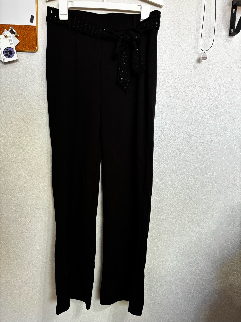 Jules & Leopold Black Tie-Waist Straight-Leg Pants